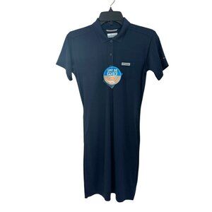 Columbia Womens Tidal Tee Polo Dress UPF 50 PFG Pockets Blue Sweat Wicking NWT